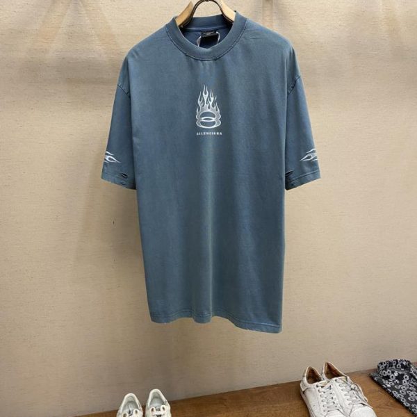 designer,replica,clothing,fake,1:1,lv,luxury,high quality Balenciaga BA flame double ring T-shirt