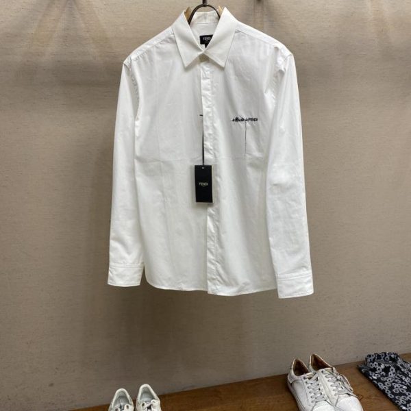 designer,replica,clothing,fake,1:1,lv,luxury,high quality Fendi 24SS logo shirt cotton shirt fabric