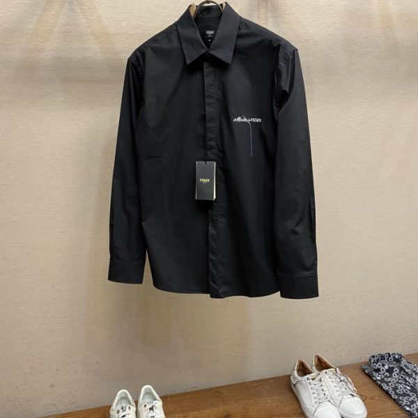 designer,replica,clothing,fake,1:1,lv,luxury,high quality Fendi 24SS logo shirt cotton shirt fabric