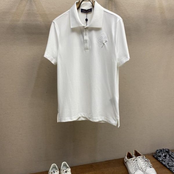 designer,replica,clothing,fake,1:1,lv,luxury,high quality LV2024FW cotton pique logo embroidered lapel polo shirt