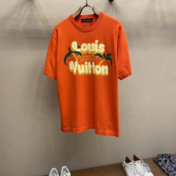 designer,replica,clothing,fake,1:1,lv,luxury,high quality LV vacation series spring and summer new knitted short-sleeved T-shirt