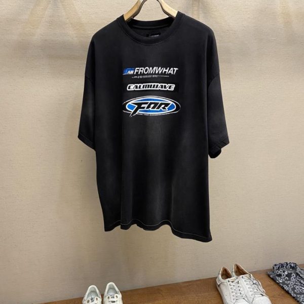 designer,replica,clothing,fake,1:1,lv,luxury,high quality Far archive 23SS washed washed bleached distressed printed loose trendy short-sleeved T-shirt