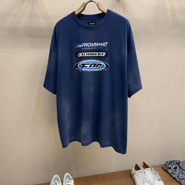 designer,replica,clothing,fake,1:1,lv,luxury,high quality Far archive 23SS washed washed bleached distressed printed loose trendy short-sleeved T-shirt