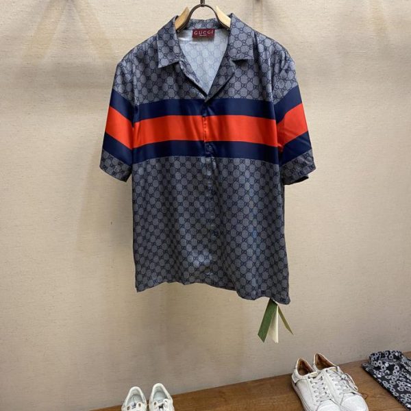 designer,replica,clothing,fake,1:1,lv,luxury,high quality Gucci2024 spring and summer new pattern silk shirt