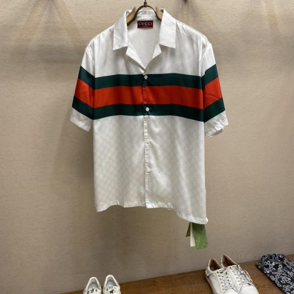 designer,replica,clothing,fake,1:1,lv,luxury,high quality Gucci2024 spring and summer new pattern silk shirt