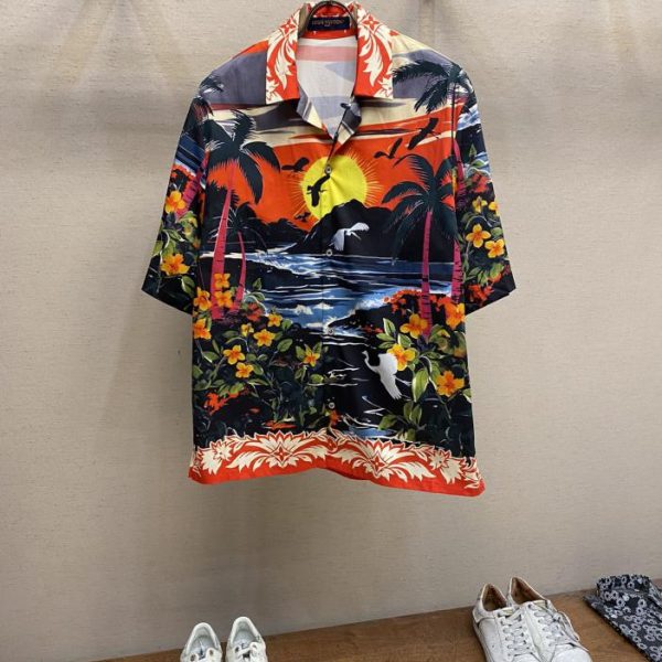 designer,replica,clothing,fake,1:1,lv,luxury,high quality LV2024 FW early autumn new cotton printed short-sleeved lapel shirt