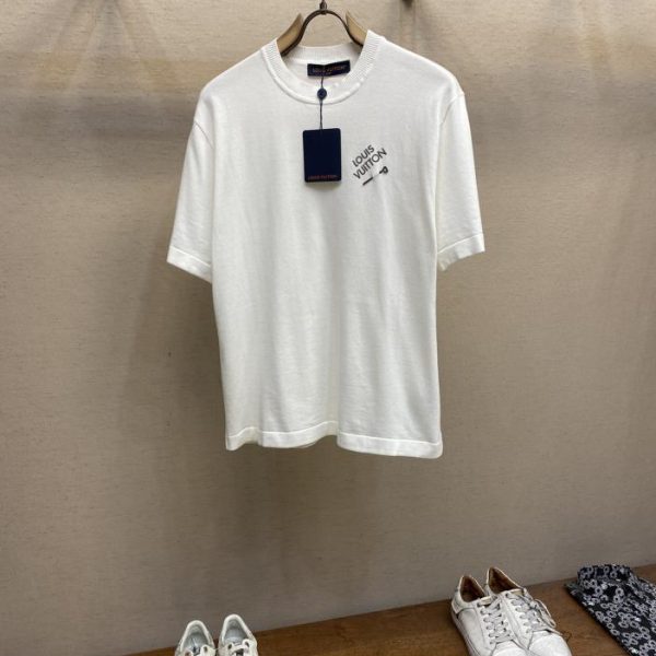 designer,replica,clothing,fake,1:1,lv,luxury,high quality LV classic knitted contrast pin half-sleeve T-shirt