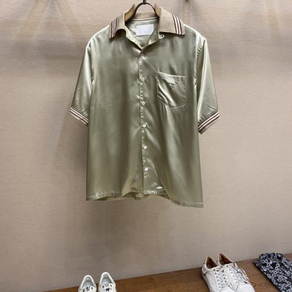 designer,replica,clothing,fake,1:1,lv,luxury,high quality [Top] PRADA 2024ss spring and summer new silk twill short-sleeved shirt