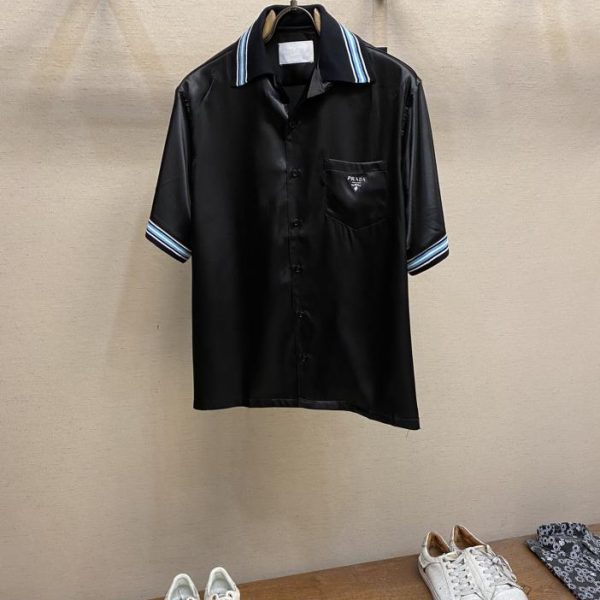 designer,replica,clothing,fake,1:1,lv,luxury,high quality [Top] PRADA 2024ss spring and summer new silk twill short-sleeved shirt