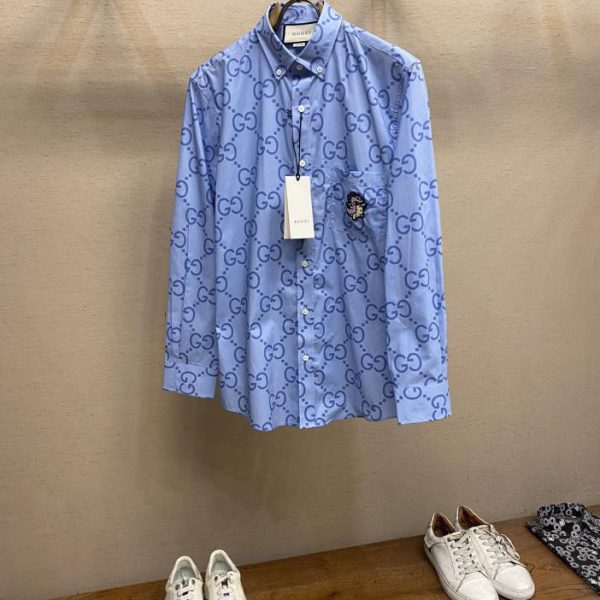 designer,replica,clothing,fake,1:1,lv,luxury,high quality Gucci’s new pure cotton printed shirt, this checked cotton shirt