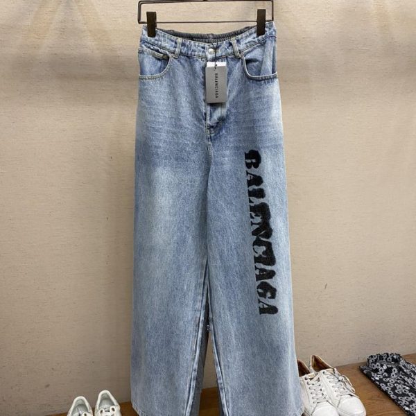 designer,replica,clothing,fake,1:1,lv,luxury,high quality Balenciaga Balenciaga distressed wide-leg jeans