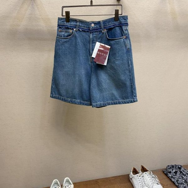 designer,replica,clothing,fake,1:1,lv,luxury,high quality GucciGU unpocketed denim suitﾂｷshorts