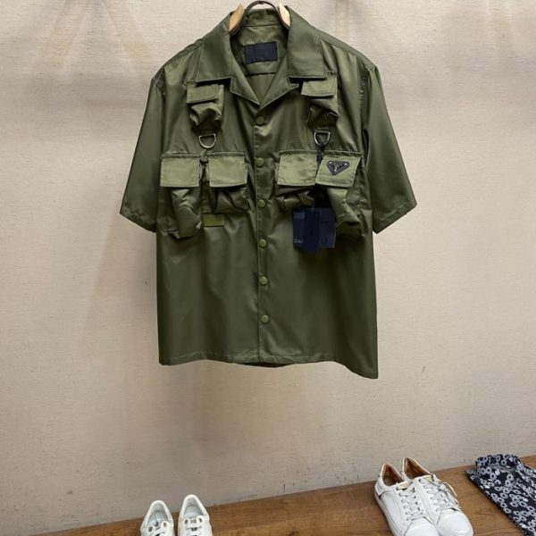 designer,replica,clothing,fake,1:1,lv,luxury,high quality Prad24SS Prada battlefield functional style short sleeves