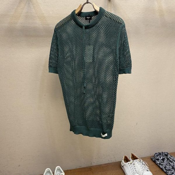 designer,replica,clothing,fake,1:1,lv,luxury,high quality Fendi 2024FW mesh knitted half-sleeved shirt