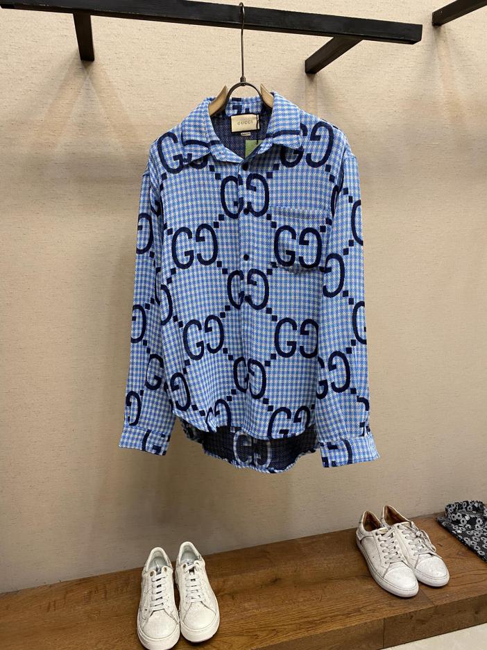 designer,replica,clothing,fake,1:1,lv,luxury,high quality Gucci2024SS new spring and summer haze blue fine plaid long-sleeved shirt designer,replica,clothing,fake,1:1,lv,luxury,high quality Gucci2024SS new spring and summer haze blue fine plaid long-sleeved shirt