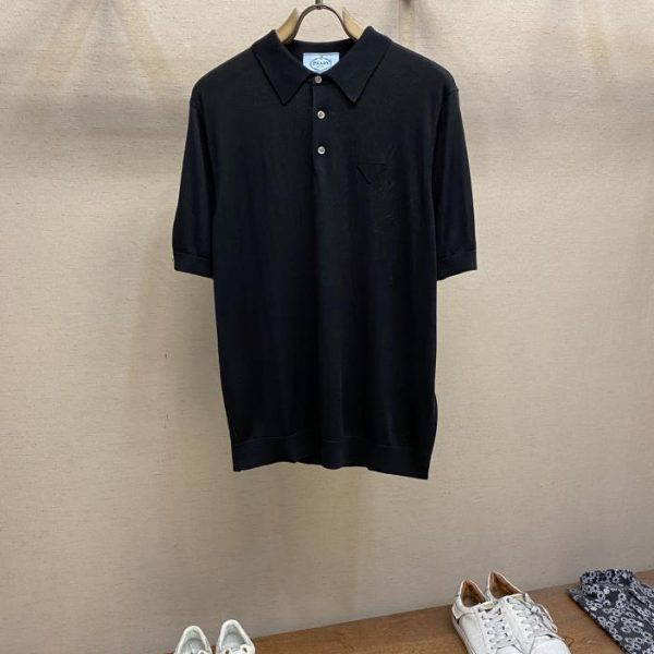 designer,replica,clothing,fake,1:1,lv,luxury,high quality Prada new spring and summer BV extremely simple 4-color knitted short-sleeved Polo shirt