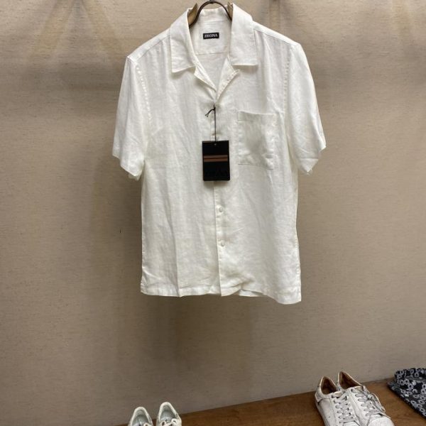 designer,replica,clothing,fake,1:1,lv,luxury,high quality Zzegna [EZ high-end customized cotton and linen collar button design business casual short-sleeved shirt]