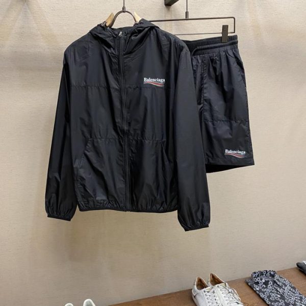 designer,replica,clothing,fake,1:1,lv,luxury,high quality Balenciaga spring and summer new hooded long-sleeved sun protection shorts suit
