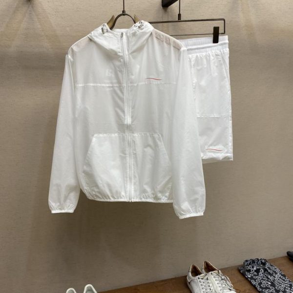 designer,replica,clothing,fake,1:1,lv,luxury,high quality Balenciaga spring and summer new hooded long-sleeved sun protection shorts suit