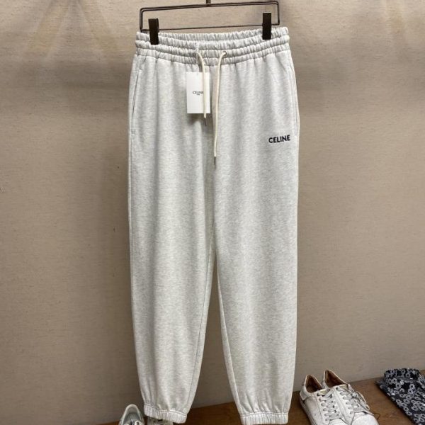 designer,replica,clothing,fake,1:1,lv,luxury,high quality Celine CE letter embroidery logo floral gray casual sports pants