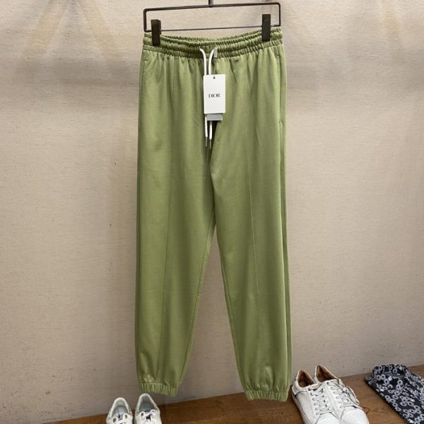 designer,replica,clothing,fake,1:1,lv,luxury,high quality Dior little bee embroidered apple green knitted cotton casual sweatpants