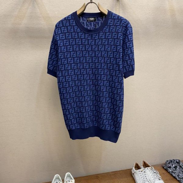 designer,replica,clothing,fake,1:1,lv,luxury,high quality Fendi 2023 spring and summer new FF men’s and women’s round neck short-sleeved sweaters