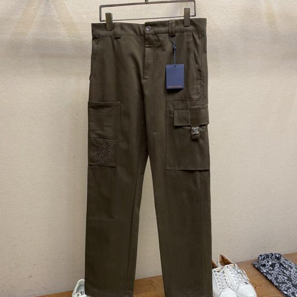 designer,replica,clothing,fake,1:1,lv,luxury,high quality LVLU brown workwear straight trousers