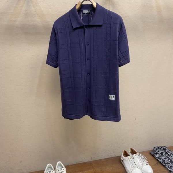 designer,replica,clothing,fake,1:1,lv,luxury,high quality Dior24ss European and American style early spring new style small label cannage pattern hollow knitted short-sleeved polo cardigan