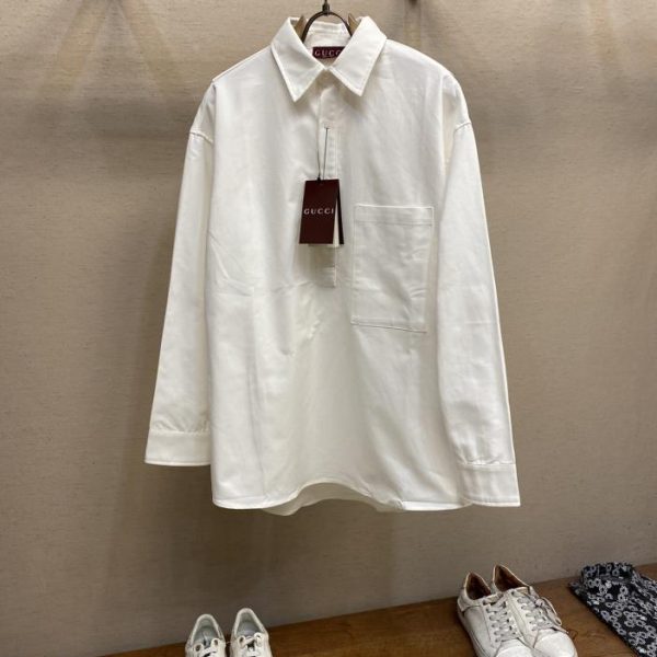 designer,replica,clothing,fake,1:1,lv,luxury,high quality GUCCI new Ancora red label white shirt
