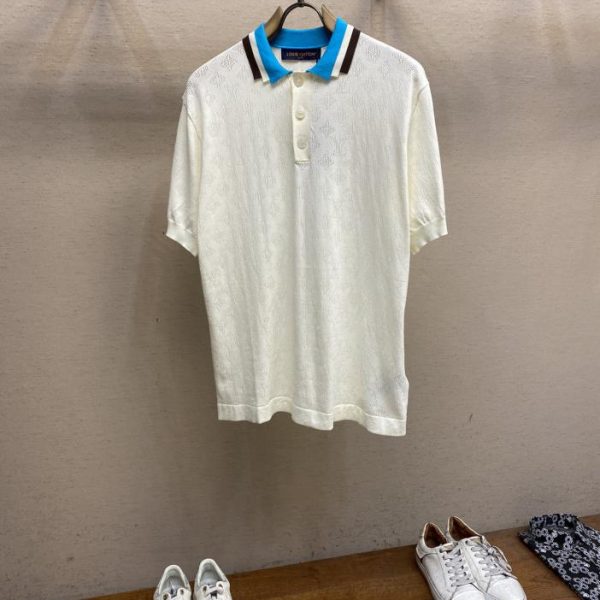 designer,replica,clothing,fake,1:1,lv,luxury,high quality LV Nautical Series Hollow Knitted Full Jacquard Lapel Polo Shirt