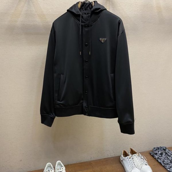 designer,replica,clothing,fake,1:1,lv,luxury,high quality Prada cotton hooded cardigan