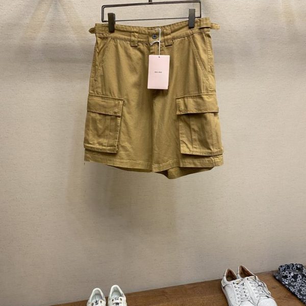 designer,replica,clothing,fake,1:1,lv,luxury,high quality Miu Miu2024FW heavyweight pure cotton pique canvas cargo shorts!
