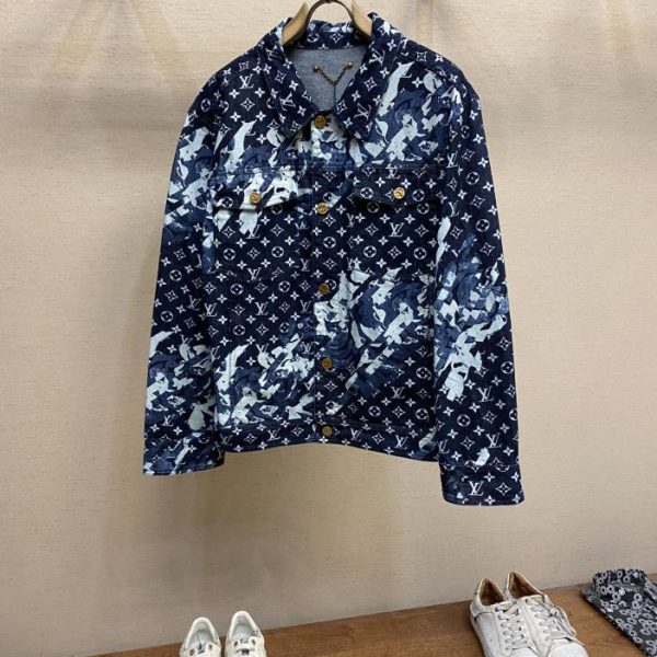 designer,replica,clothing,fake,1:1,lv,luxury,high quality LV ready-made washed denim long-sleeved jacket