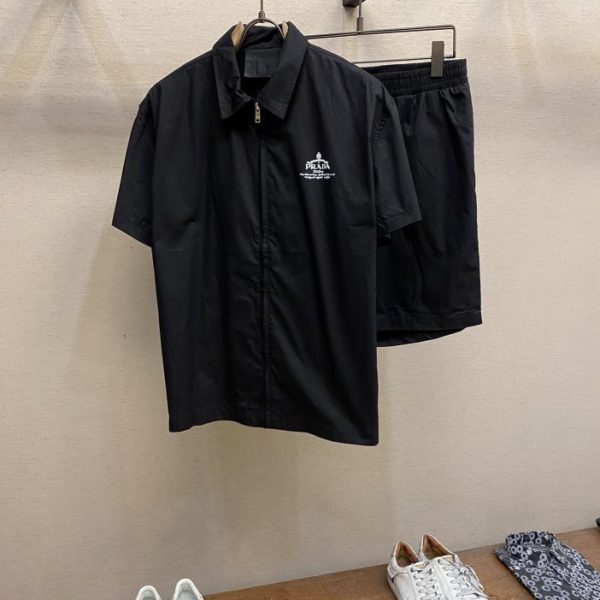 designer,replica,clothing,fake,1:1,lv,luxury,high quality Prada (sold as a set without dismantling) 24S new summer men’s short-sleeved shorts suit