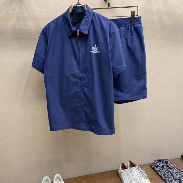 designer,replica,clothing,fake,1:1,lv,luxury,high quality Prada (sold as a set without dismantling) 24S new summer men’s short-sleeved shorts suit