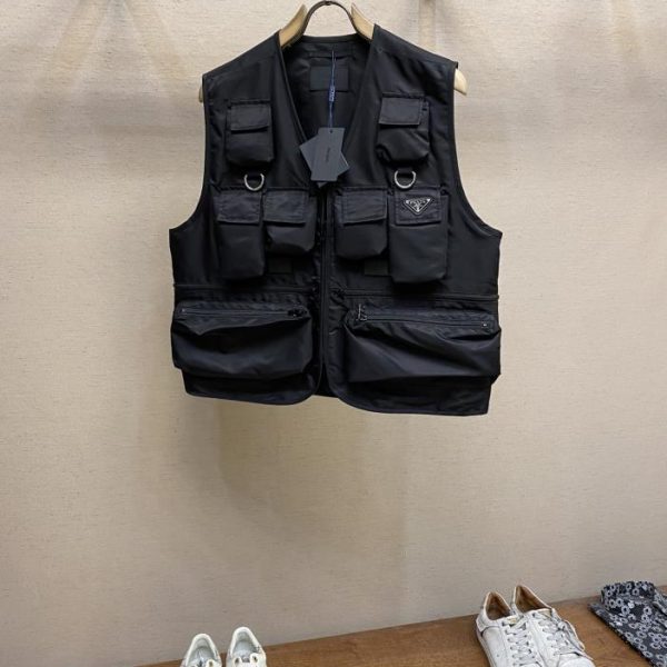 designer,replica,clothing,fake,1:1,lv,luxury,high quality Prada 24ss multi-pocket cargo nylon vest jacket