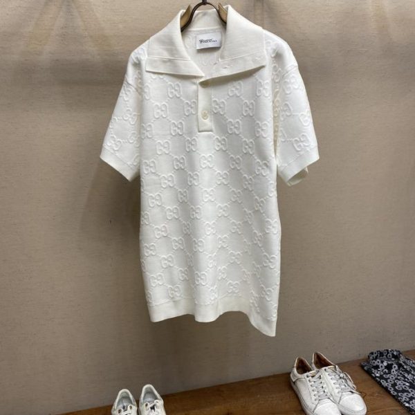 designer,replica,clothing,fake,1:1,lv,luxury,high quality Gucci lapel jacquard knit short sleeves