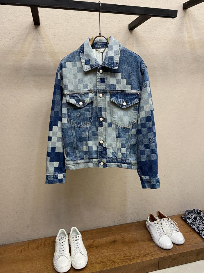 designer,replica,clothing,fake,1:1,lv,luxury,high quality LV Louis 24SS fuzzy checkerboard denim jacket designer,replica,clothing,fake,1:1,lv,luxury,high quality LV Louis 24SS fuzzy checkerboard denim jacket