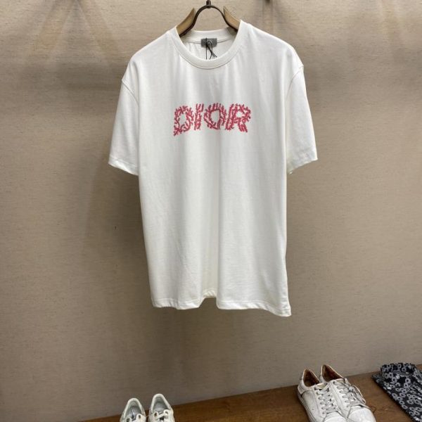 designer,replica,clothing,fake,1:1,lv,luxury,high quality Dior DR coral print crew neck short sleeves