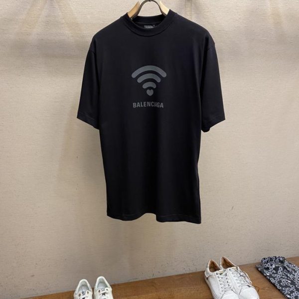 designer,replica,clothing,fake,1:1,lv,luxury,high quality BalenciagaBA 520 wireless printed round neck short sleeves