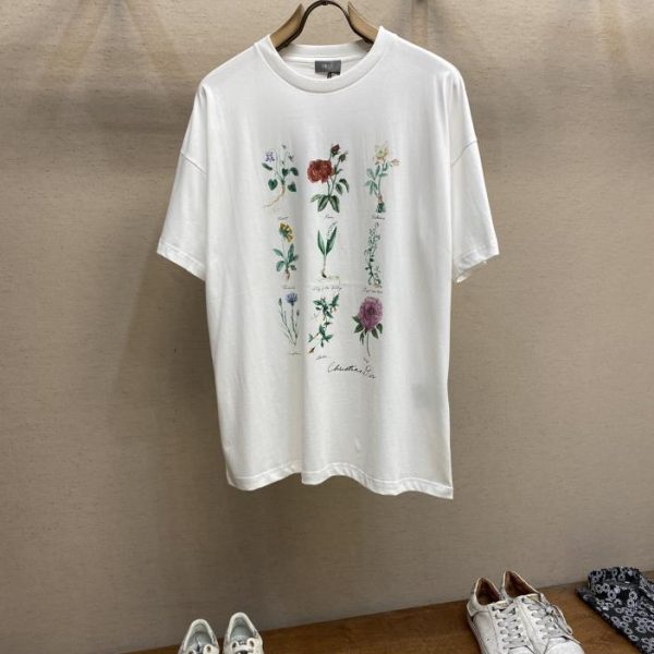 designer,replica,clothing,fake,1:1,lv,luxury,high quality Dior DR herbarium print crew neck short sleeves
