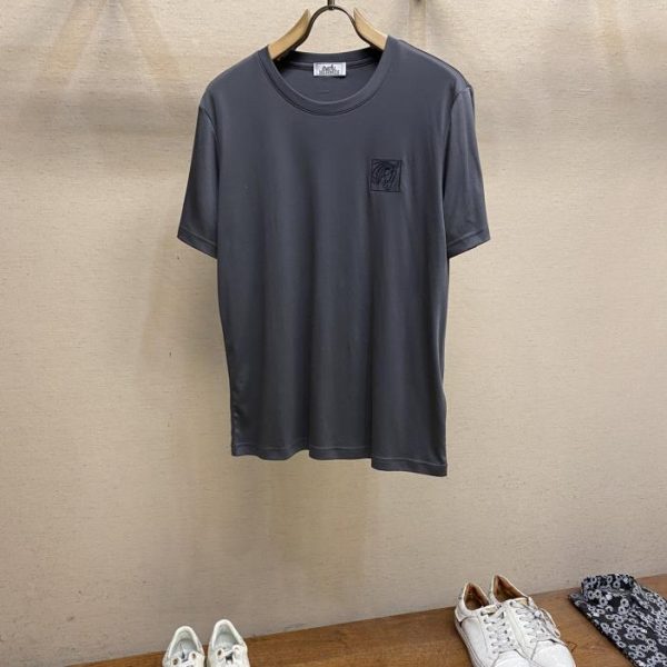 designer,replica,clothing,fake,1:1,lv,luxury,high quality Hernes new short-sleeved daily wear with your eyes closed when you go out with a custom-made pure cotton elastic cotton short-sleeved T-shirt
