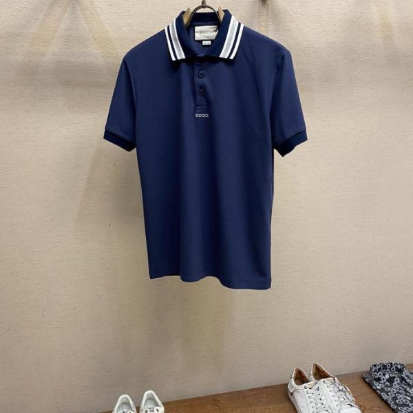 designer,replica,clothing,fake,1:1,lv,luxury,high quality Gucci24ss Gucci new red and blue collar GG embroidered short-sleeved POLO shirt
