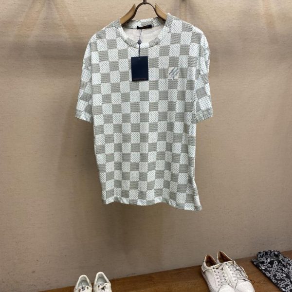 designer,replica,clothing,fake,1:1,lv,luxury,high quality LV 2024ss checkerboard print T-shirt