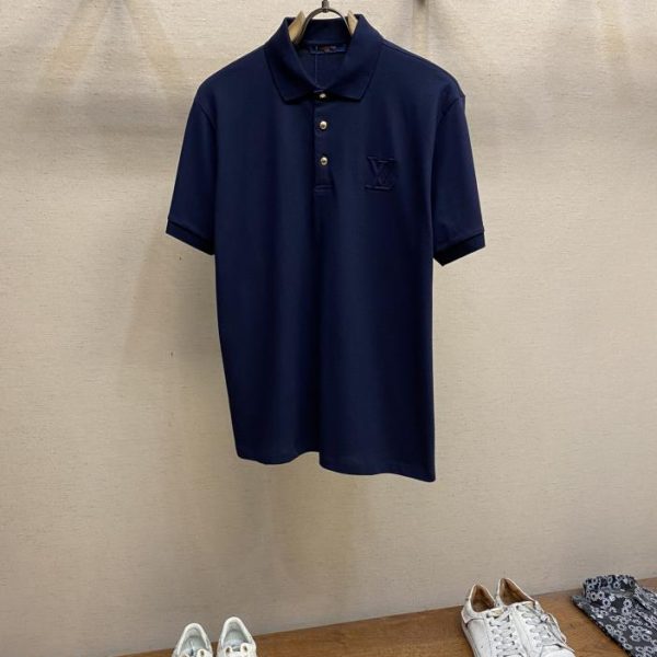 designer,replica,clothing,fake,1:1,lv,luxury,high quality LV letter embroidered pique cotton lapel short-sleeved polo shirt
