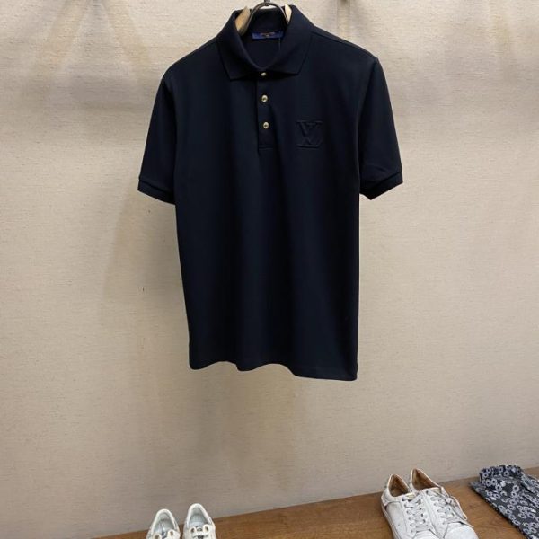 designer,replica,clothing,fake,1:1,lv,luxury,high quality LV letter embroidered pique cotton lapel short-sleeved polo shirt