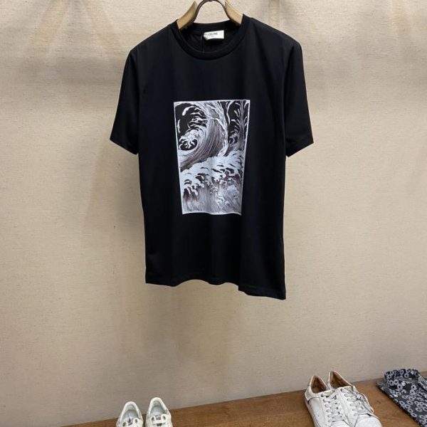 designer,replica,clothing,fake,1:1,lv,luxury,high quality Celine’s new short-sleeved daily outing with eyes closed and customized pure cotton stretch cotton short-sleeved T-shirt