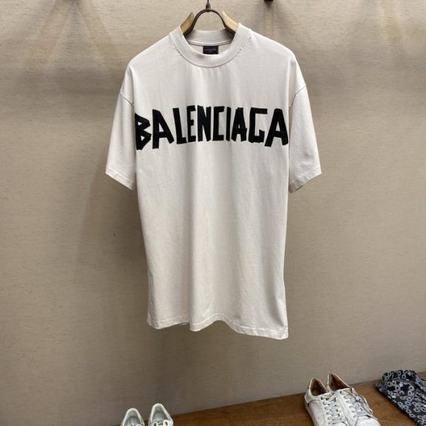 designer,replica,clothing,fake,1:1,lv,luxury,high quality BalenciagaBLCG Balenciaga 2024FW masking tape printing OS loose version T-shirt