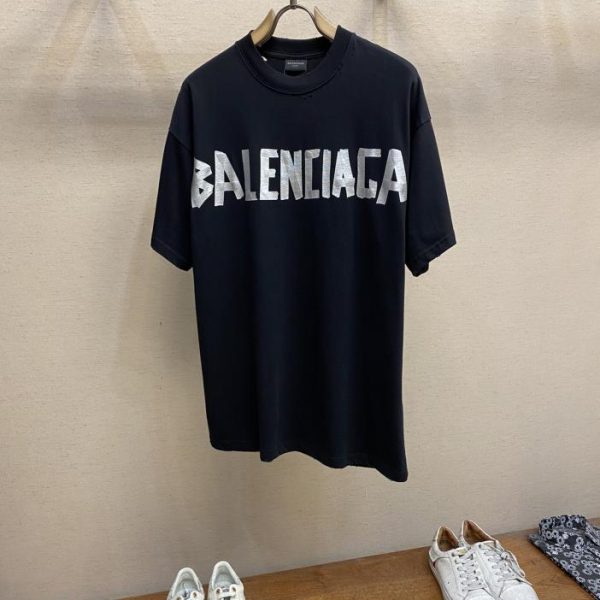 designer,replica,clothing,fake,1:1,lv,luxury,high quality BalenciagaBLCG Balenciaga 2024FW masking tape printing OS loose version T-shirt