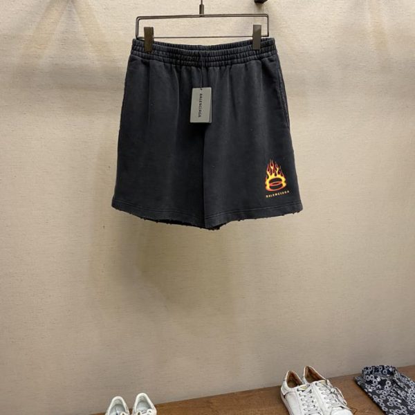designer,replica,clothing,fake,1:1,lv,luxury,high quality Balenciaga BA flame ring print track shorts
